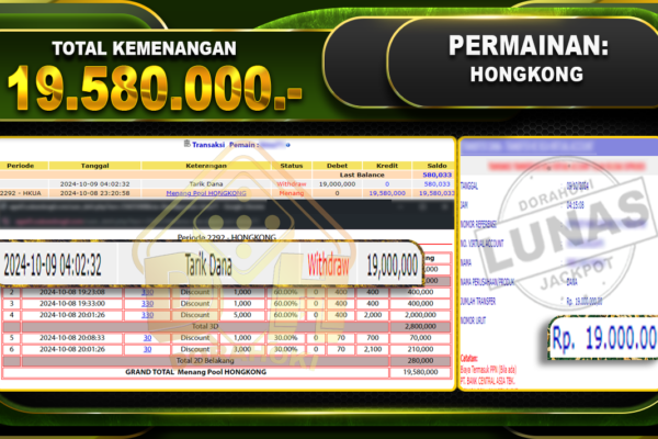 TOGEL HONGKONG Rp.19.580.000