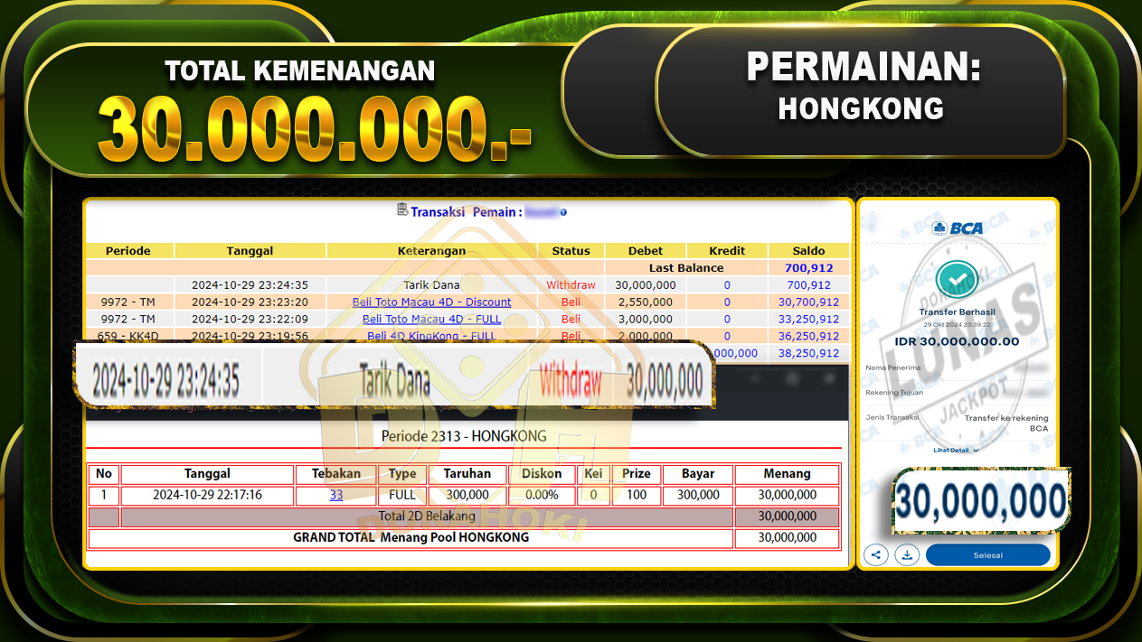 TOGEL HONGKONG Rp.30.000.000