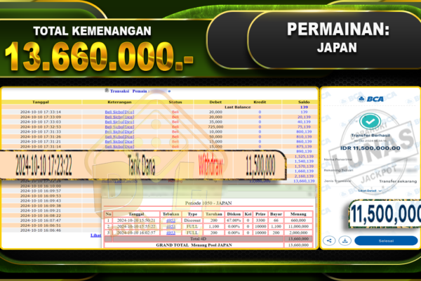 TOGEL JAPAN Rp.13.660.000