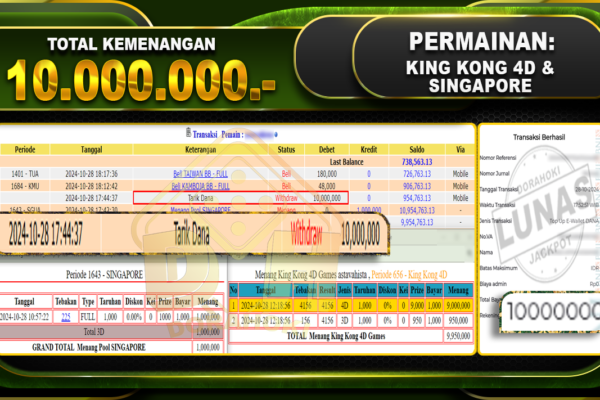 TOGEL KingKong & SINGAPORE Rp.10.000.000