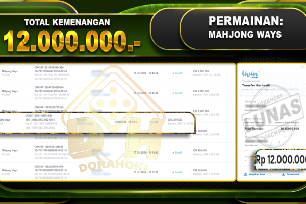 Mahjong Ways – DORAHOKI 18 OKT 2024 Mahjong Ways Rp.12.000.000