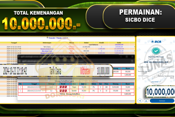 SICBO DICE Rp.10.000.000