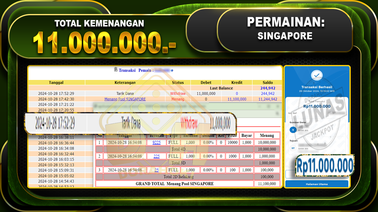 TOGEL SINGAPORE Rp.11.000.000