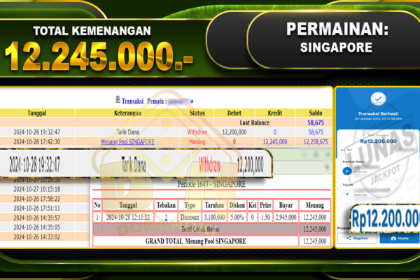 TOGEL SINGAPORE Rp.12.245.000