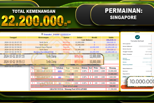 TOGEL SINGAPORE Rp.22.200.000