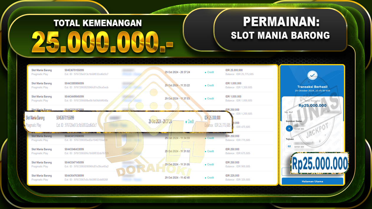 Slot Mania Barong Rp.25.000.000