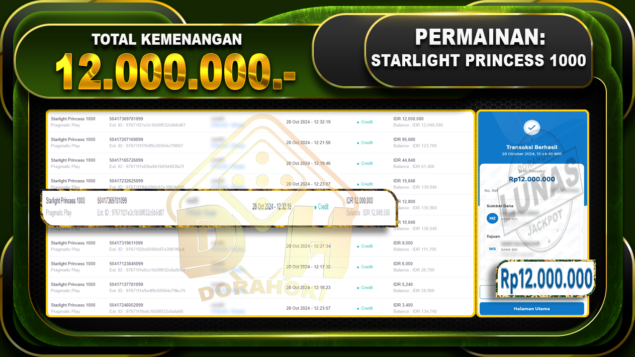 Starlight Princess 1000 Rp.12.000.000