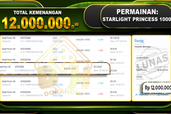 Starlight Princess 1000 – DORAHOKI 04 OKT 2024 Starlight Princess 1000 Rp.12.000.000