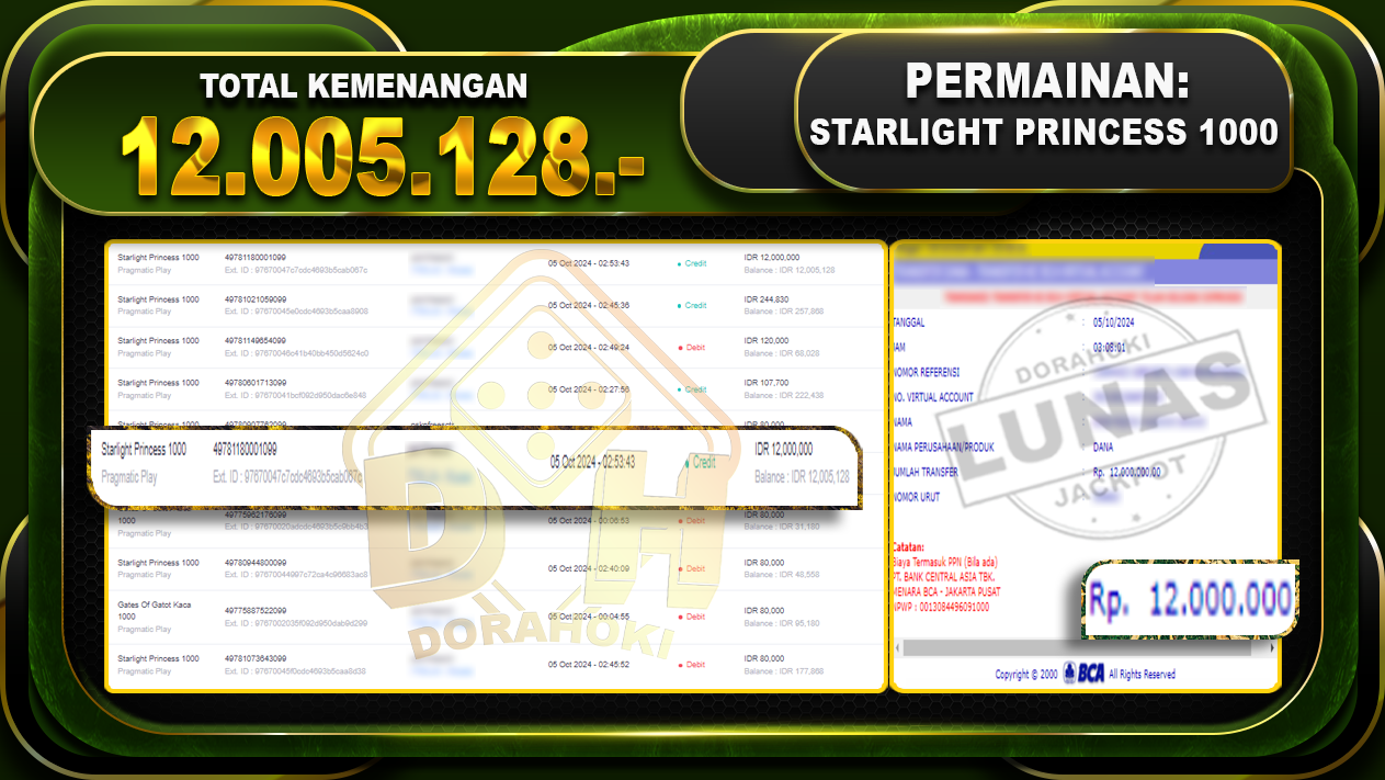 Starlight Princess 1000 Rp.12.005.128