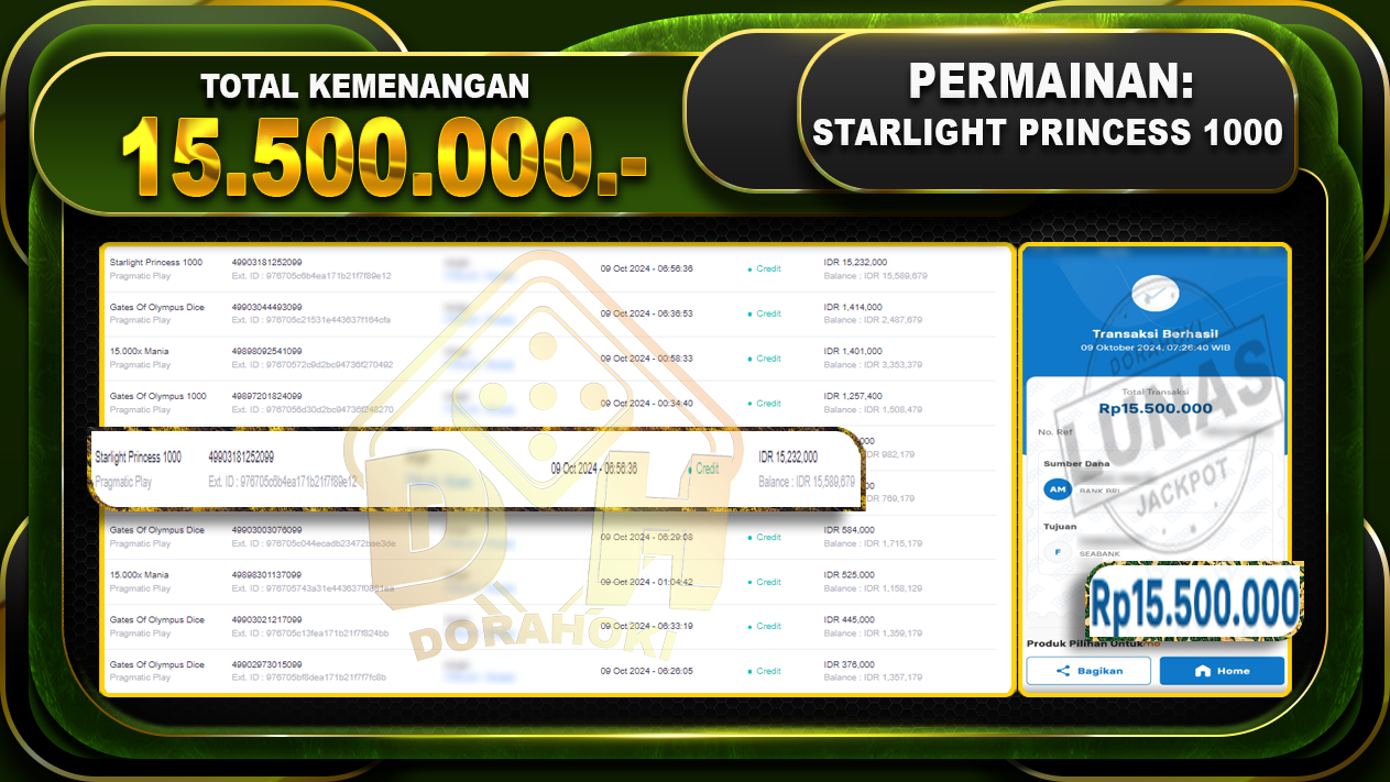 Starlight Princess 1000 Rp.15.500.000