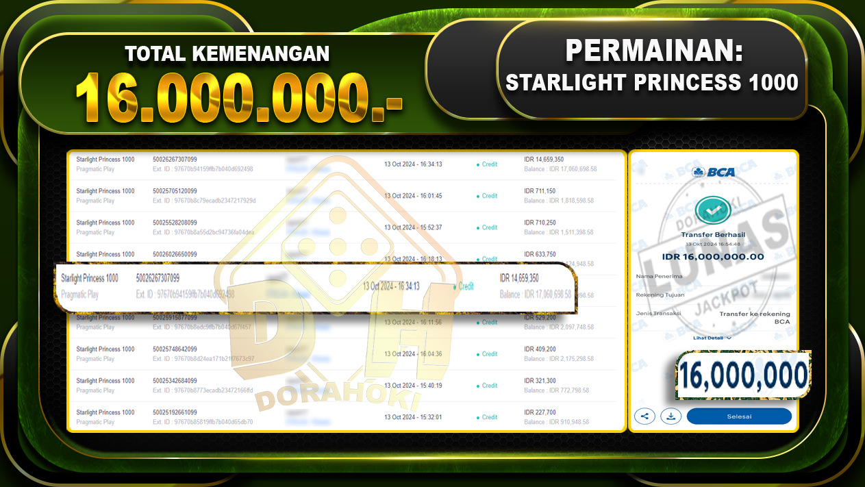 Starlight Princess 1000 Rp.16.000.000