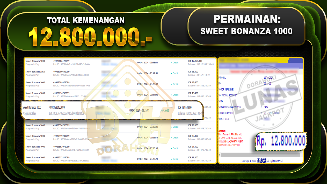 Sweet Bonanza 1000 Rp.12.800.000