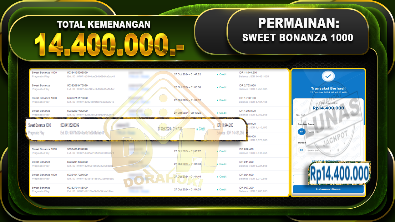 Sweet Bonanza 1000 Rp.14.400.000