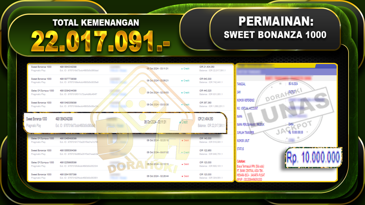 Sweet Bonanza 1000 Rp.22.017.091