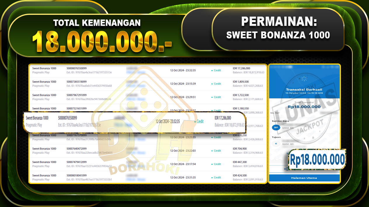 sweet bonanza 18.000.000