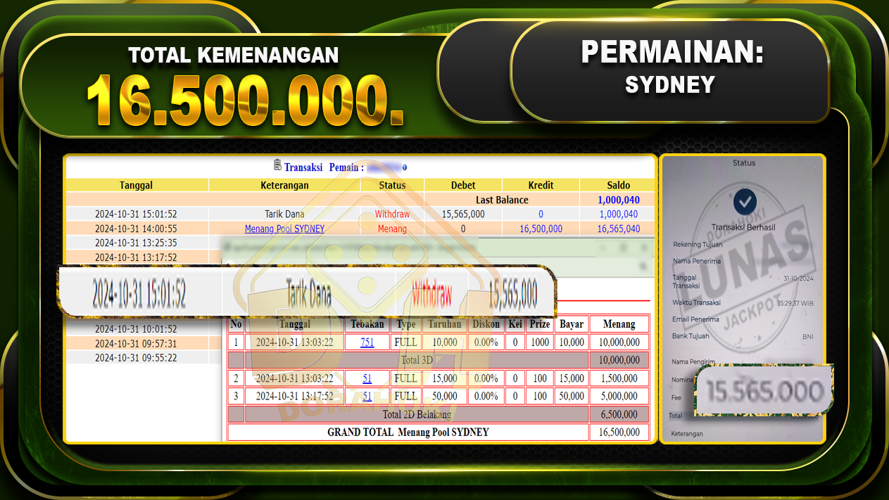 TOGEL SYDNEY Rp.16.500.000