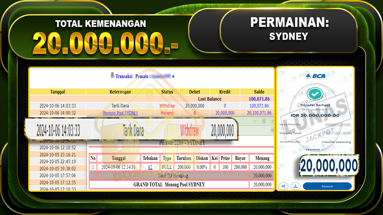 TOGEL SYDNEY Rp.20.000.000