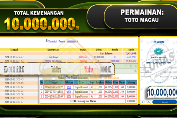 TOGEL TOTO MACAU Rp.10.000.000