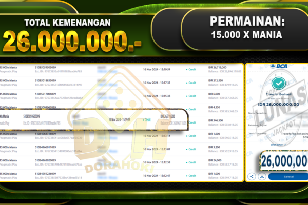 Slot 15.000 x mania 26.000.000