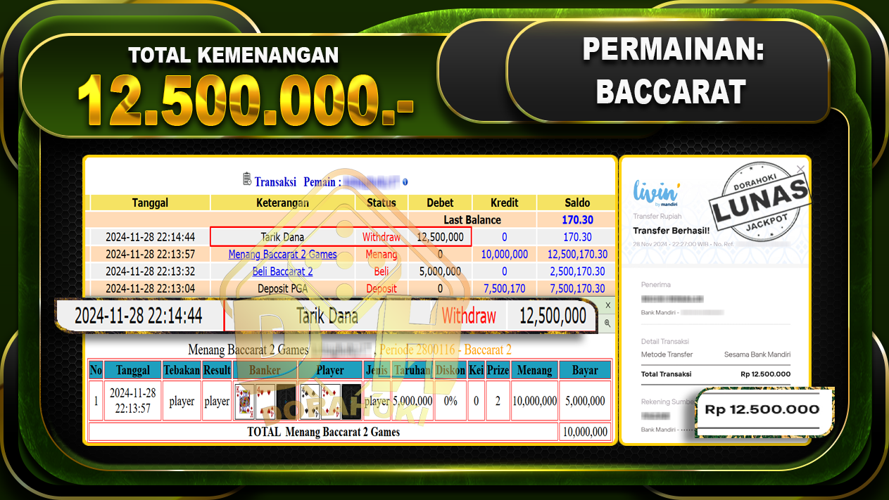 BACCARAT Rp.12.500.000