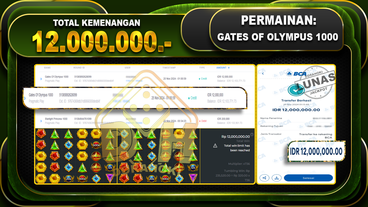 GATES OF OLYMPUS 1000 Rp.12.000.000.-