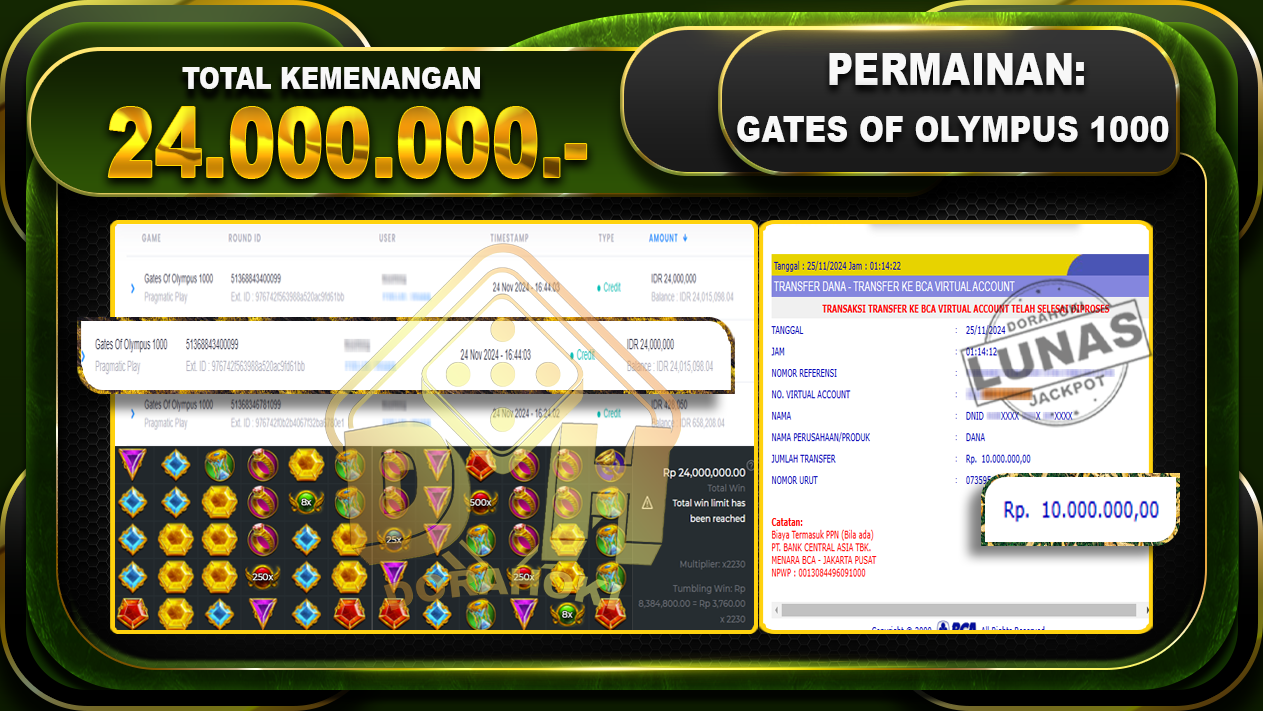 GATES OF OLYMPUS 1000 Rp.24.000.000.-