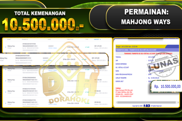 MAHJONG WAYS Rp.10.500.000.-