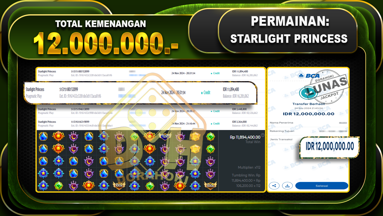 STARLIGHT PRINCESS Rp.12.000.000.-