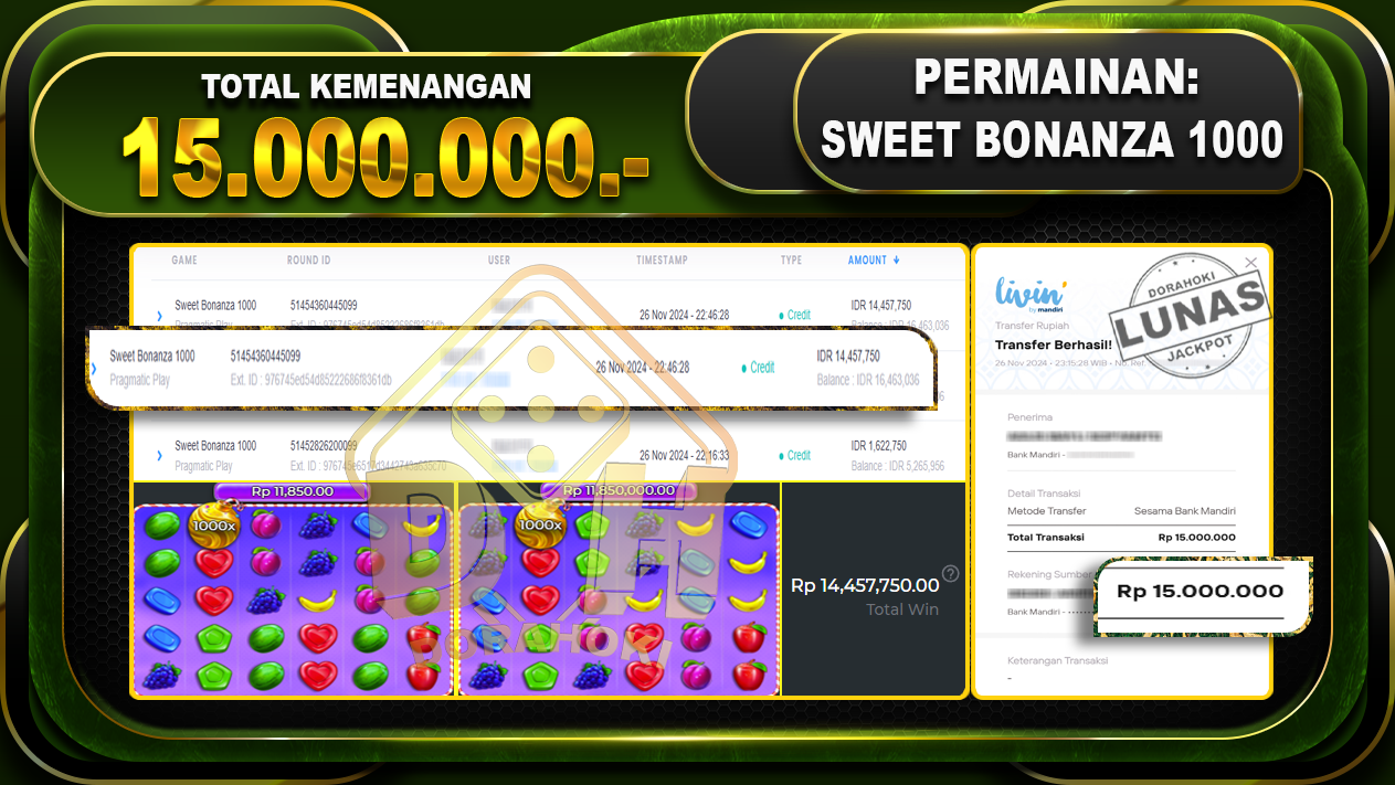 SWEET BONANZA 1000 Rp.15.000.000