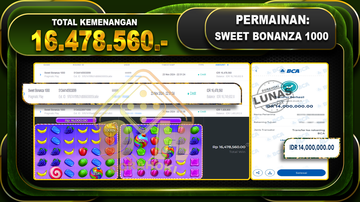 SWEET BONANZA 1000 Rp.16.478.560.-