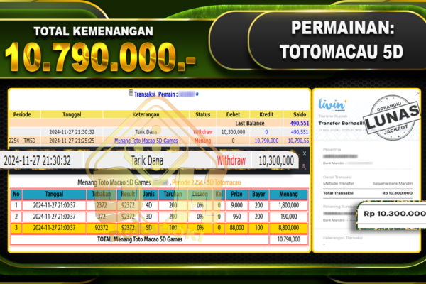 TOTOMACAU 5D Rp.10.790.000