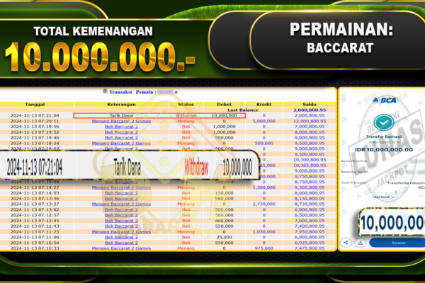 BACCARAT Rp.10.000.000