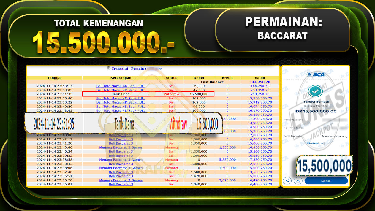 BACCARAT 3 Rp.15.500.000