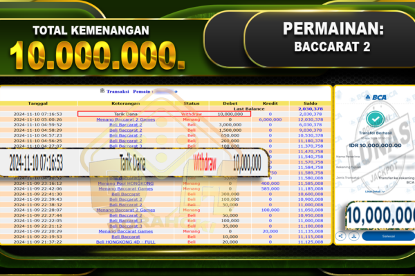 BACCARAT 2 Rp.10.000.000