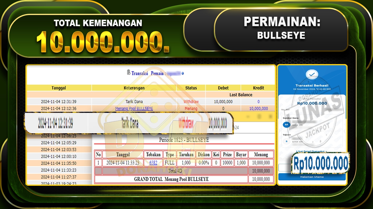 TOGEL BULLSEYE Rp.10.000.000