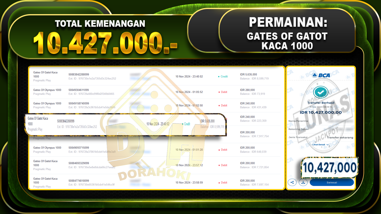 Gates Of Gatot Kaca 1000 Rp.10.427.000