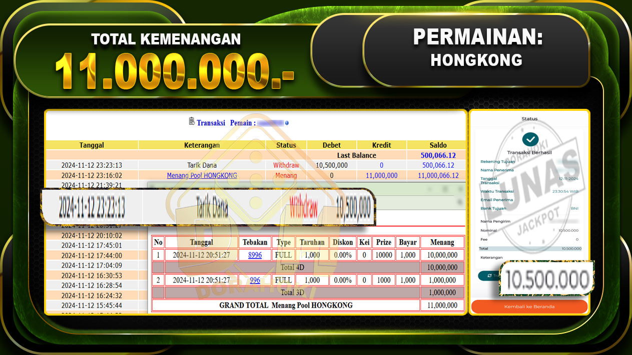 TOGEL HONGKONG Rp.11.000.000