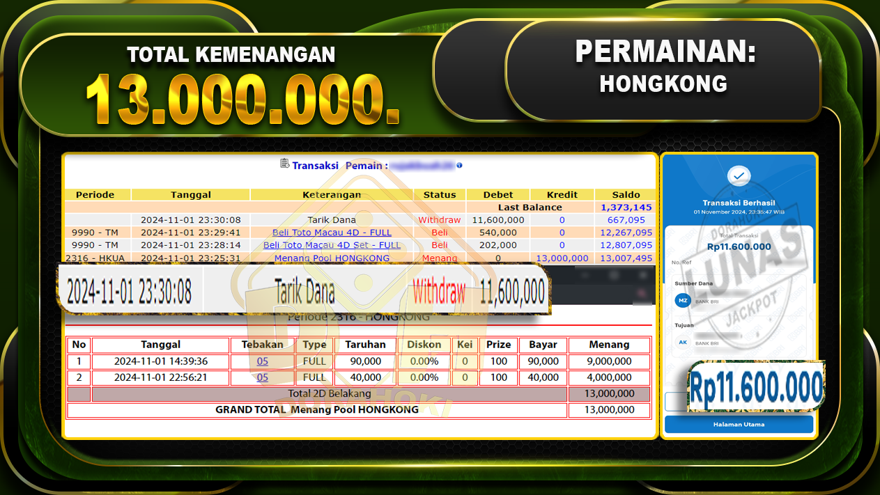 TOGEL HONGKONG Rp.13.000.000