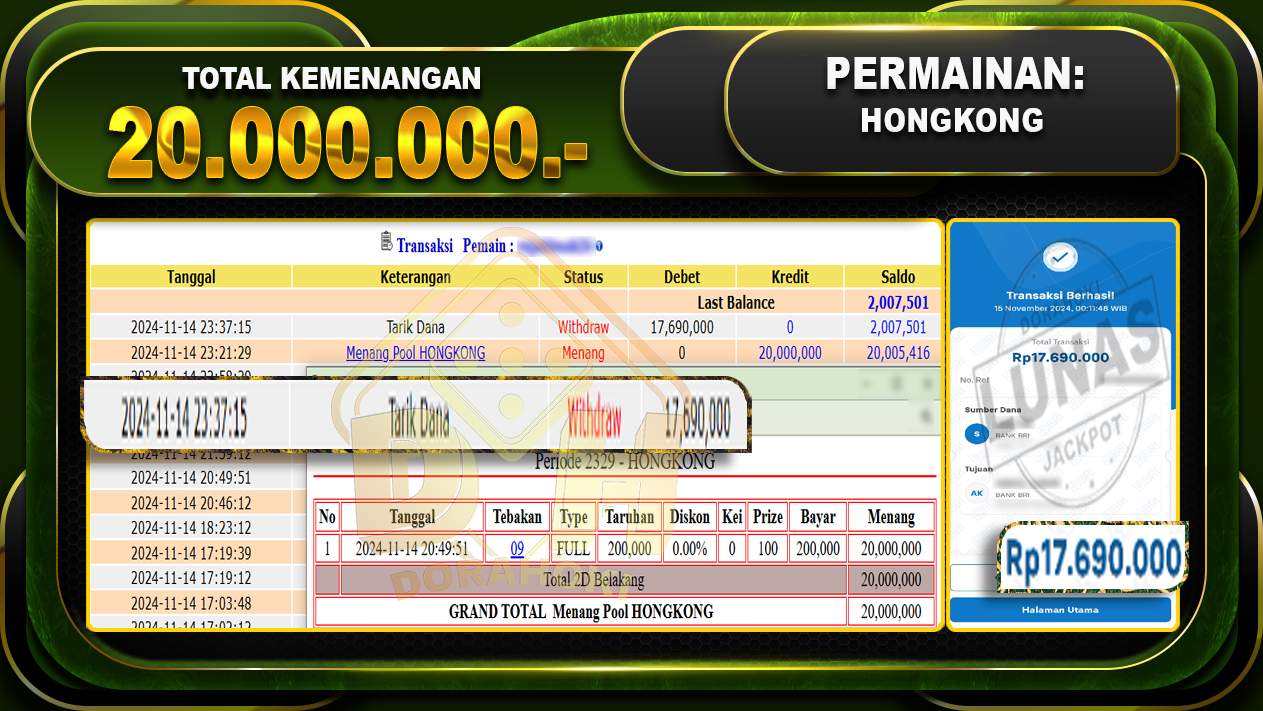 TOGEL HONGKONG Rp 21.100.000