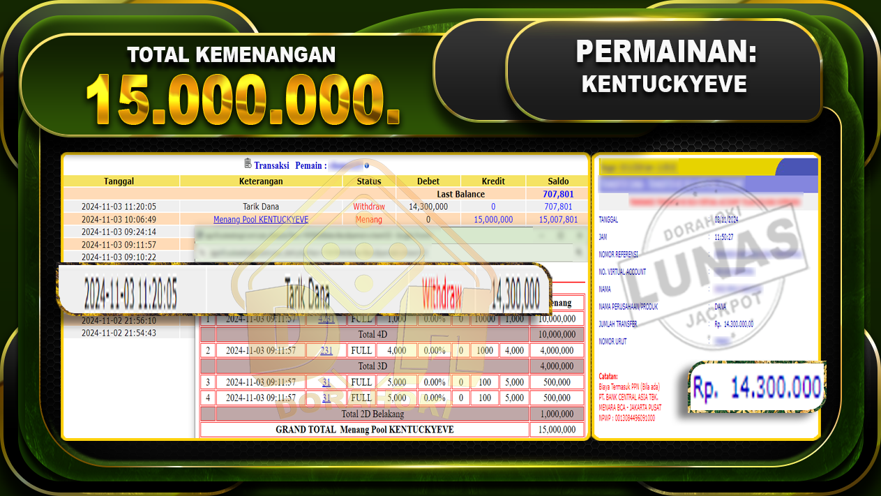 TOGEL KENTUCKY EVE Rp.15.000.000