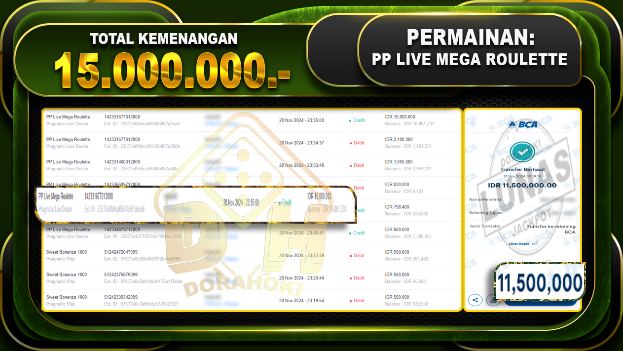 pp live mega roulette 15.000.000