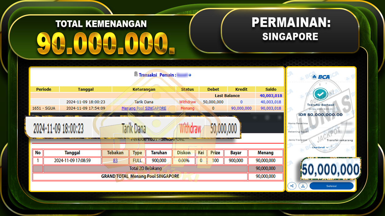 TOGEL SINGAPORE Rp.90.000.000