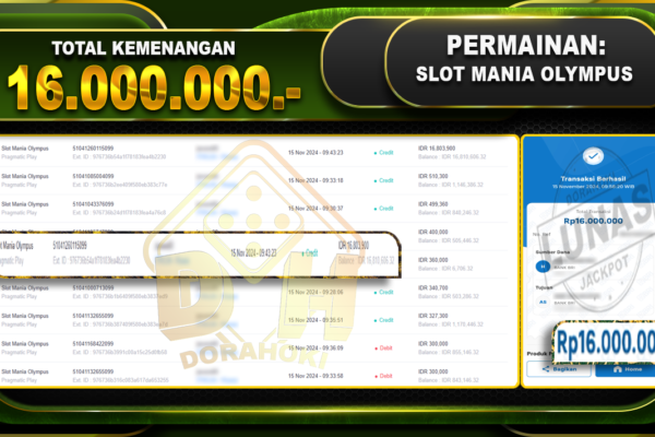 Slot Mania Olympus Rp.16.000.000