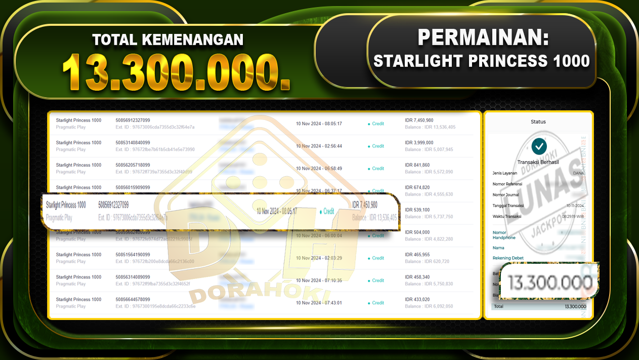 Starlight Princess 1000 Rp.13.300.000