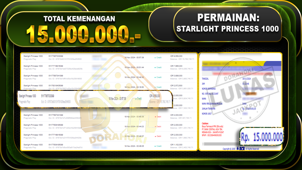 starlight princess 1000 15.000.000