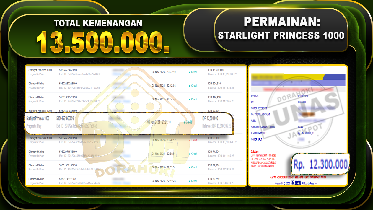 Starlight Princess 1000 Rp.13.500.000