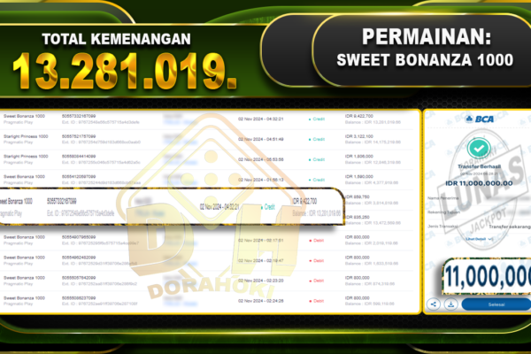 Sweet Bonanza 1000 Rp.13.281.019