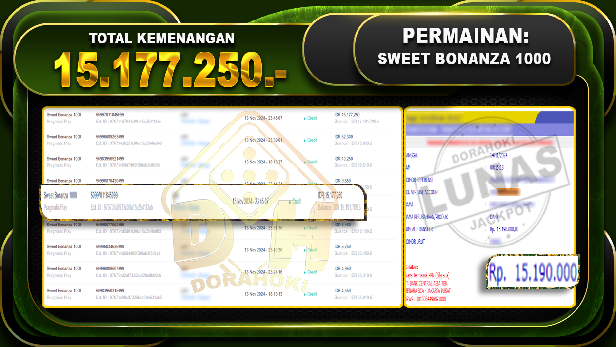 Sweet Bonanza 1000 Rp.15.177.250