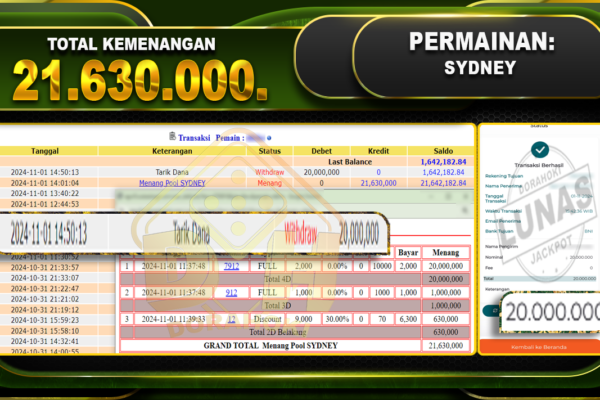 TOGEL SYDNEY Rp.21.630.000