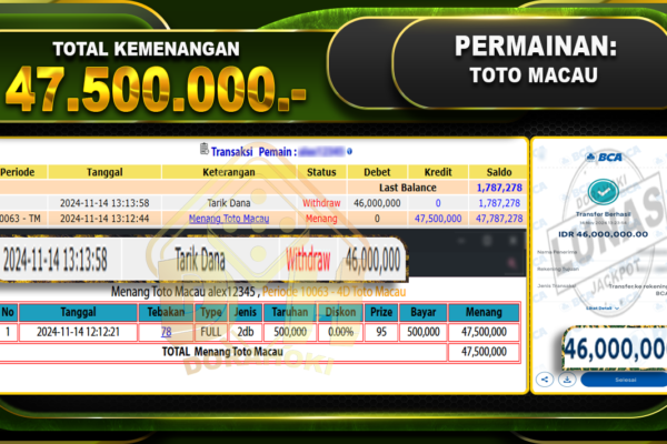 TOGEL TOTO MACAU Rp.47.500.000